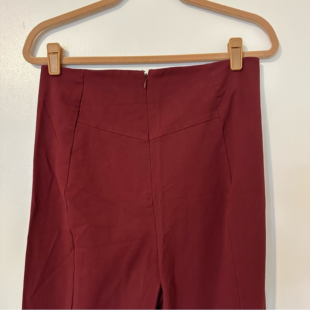 Free People Real Deal Slit Flare Stretch Pants Maroon Womens Large Boho - Picture 6 of 12